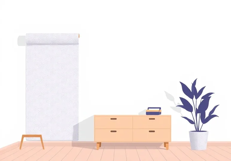 Pose de papier peint, rouleau et brosse à maroufler